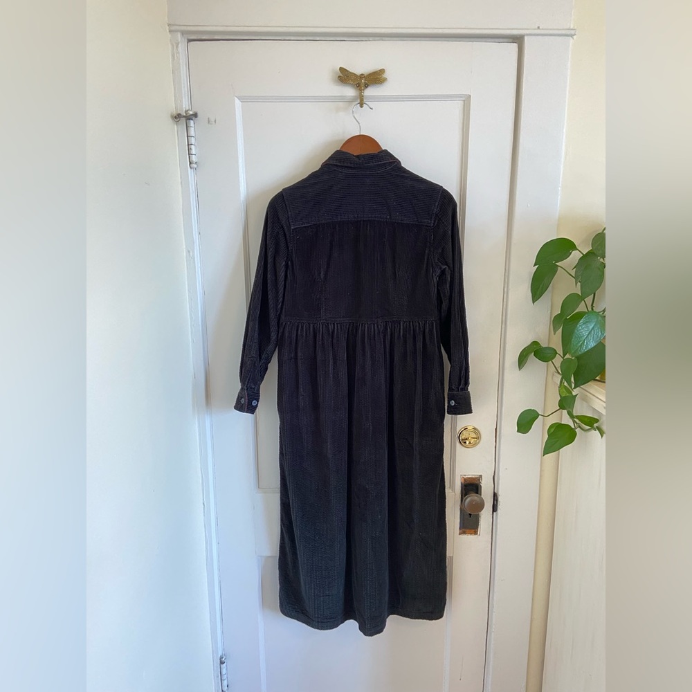 Vintage Eddie Bauer Black Corduroy Maxi Dress Red Plaid Cottagecore Petite Small - Picture 7 of 10
